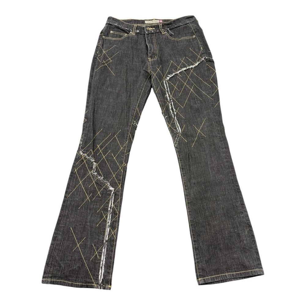 Vintage Pepe Jeans London Deconstructed Embroidered Flared Jeans 32x30